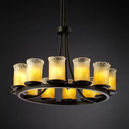 Justice Design Group Dakota 12-Light Ring Chandelier (Tall) GLA-8763-16-GLDC-MBLK